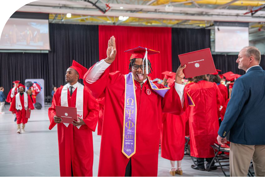 Student celebrating during commencement